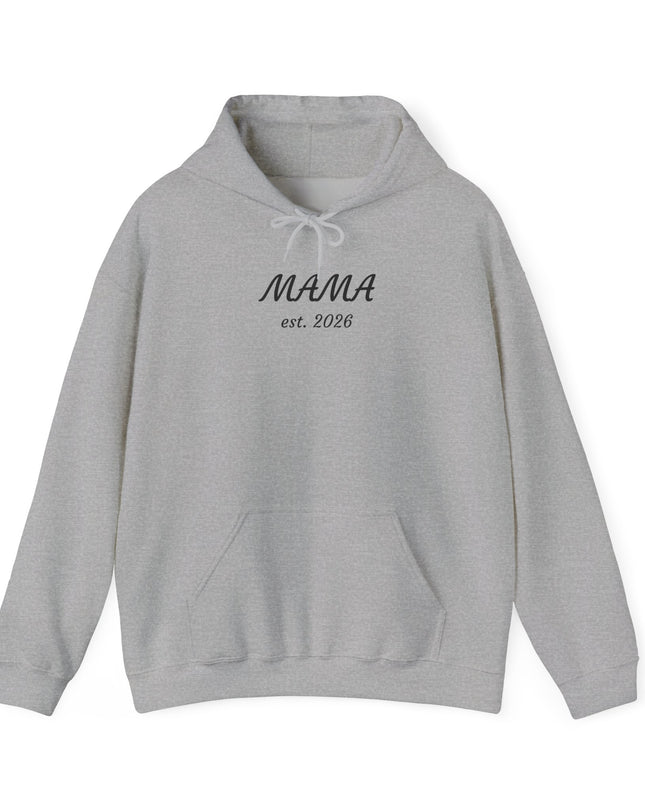 Hoodie with Custom Text – “MAMA est. 2026” New Mom Sweatshirt
