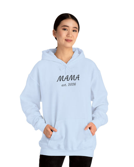 Hoodie with Custom Text – “MAMA est. 2026” New Mom Sweatshirt