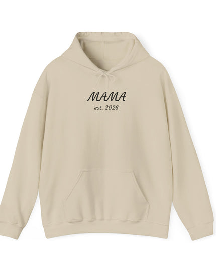 Hoodie with Custom Text – “MAMA est. 2026” New Mom Sweatshirt
