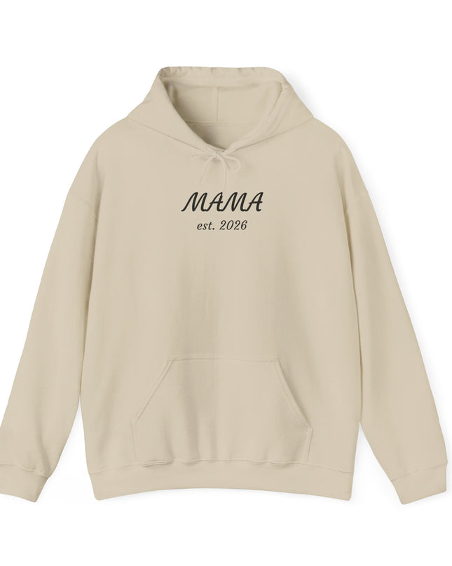 Hoodie with Custom Text – “MAMA est. 2026” New Mom Sweatshirt