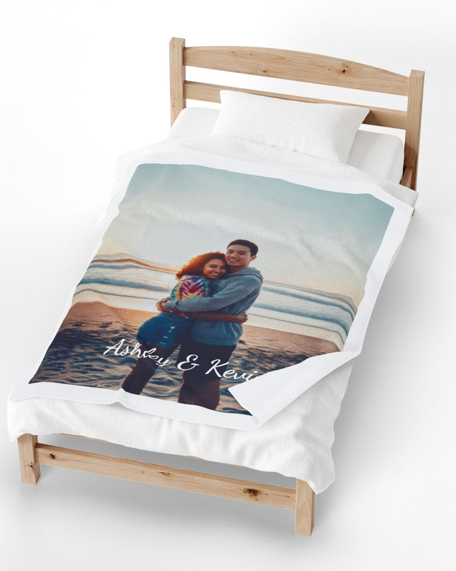 Personalized Photo Plush Blanket — Custom Names (e.g., Ashley & Kevin)