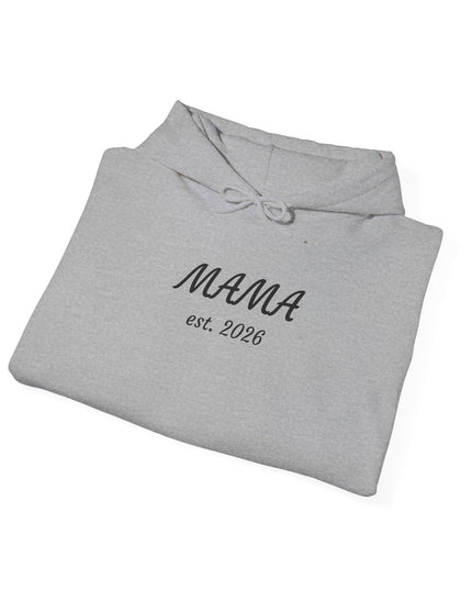 Hoodie with Custom Text – “MAMA est. 2026” New Mom Sweatshirt