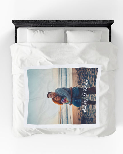 Personalized Photo Plush Blanket — Custom Names (e.g., Ashley & Kevin)