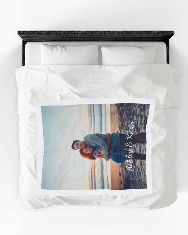 Personalized Photo Plush Blanket — Custom Names (e.g., Ashley & Kevin)