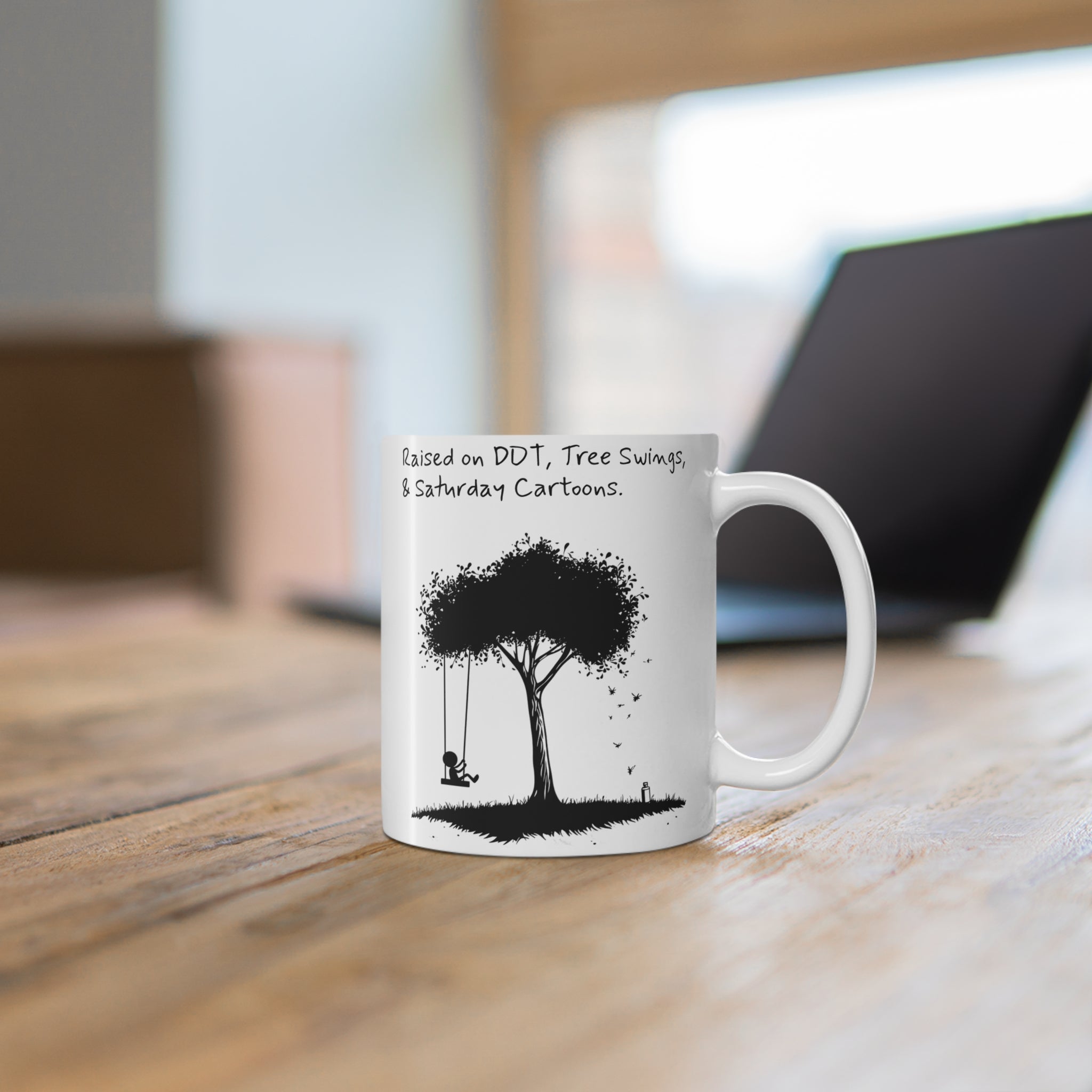 Coffee Mug - Raised on DDT, Tree Swings, & Saturday Cartoons