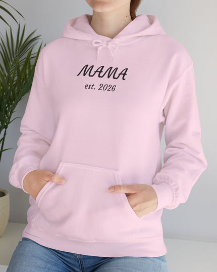 Hoodie with Custom Text – “MAMA est. 2026” New Mom Sweatshirt