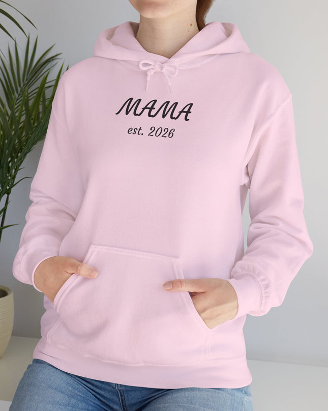 Hoodie with Custom Text – “MAMA est. 2026” New Mom Sweatshirt