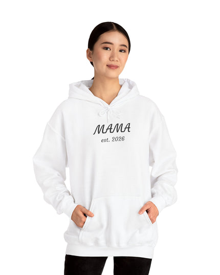 Hoodie with Custom Text – “MAMA est. 2026” New Mom Sweatshirt