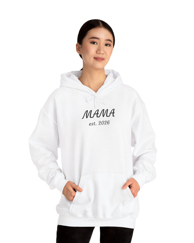 Hoodie with Custom Text – “MAMA est. 2026” New Mom Sweatshirt