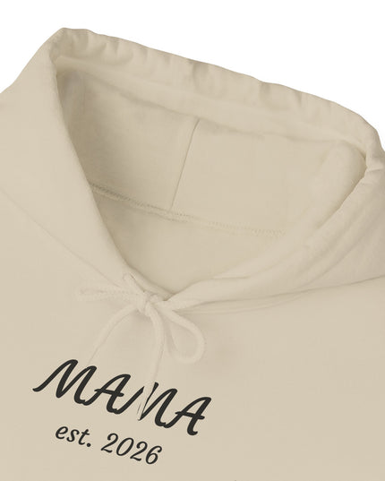 Hoodie with Custom Text – “MAMA est. 2026” New Mom Sweatshirt