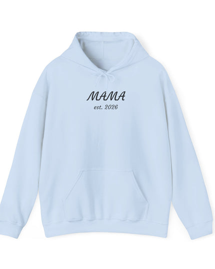 Hoodie with Custom Text – “MAMA est. 2026” New Mom Sweatshirt