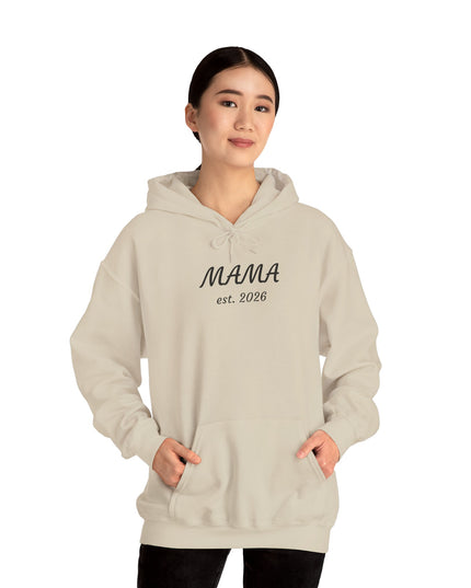 Hoodie with Custom Text – “MAMA est. 2026” New Mom Sweatshirt