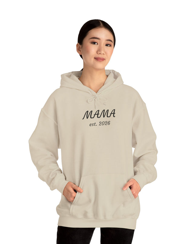 Hoodie with Custom Text – “MAMA est. 2026” New Mom Sweatshirt