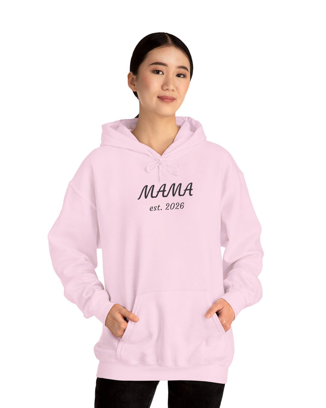 Hoodie with Custom Text – “MAMA est. 2026” New Mom Sweatshirt