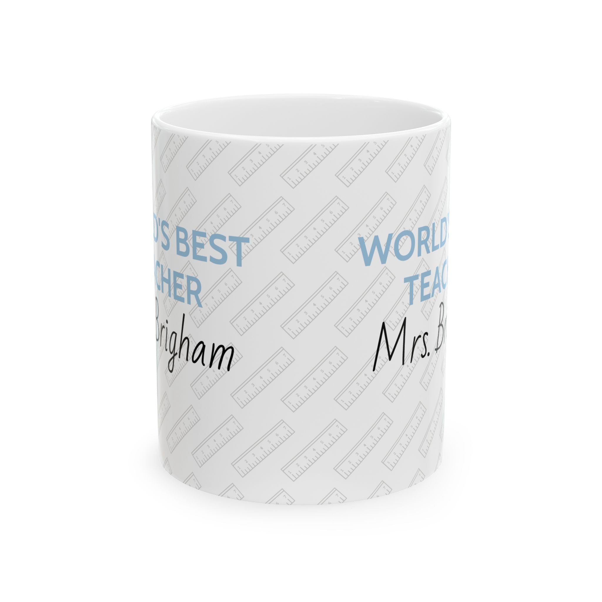 Personalized Ceramic Mug - World's Best Teacher: Mrs 'Custom Name'