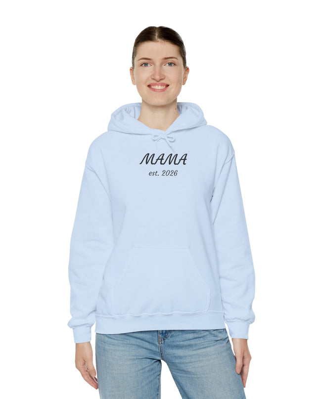 Hoodie with Custom Text – “MAMA est. 2026” New Mom Sweatshirt