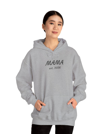 Hoodie with Custom Text – “MAMA est. 2026” New Mom Sweatshirt