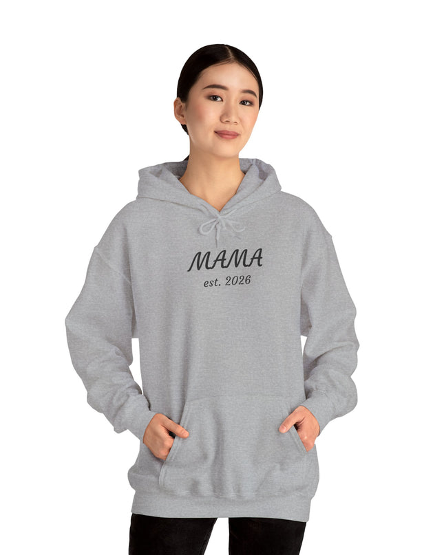 Hoodie with Custom Text – “MAMA est. 2026” New Mom Sweatshirt