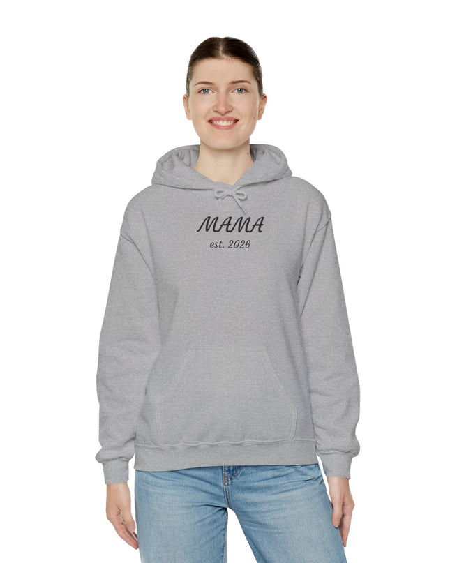 Hoodie with Custom Text – “MAMA est. 2026” New Mom Sweatshirt