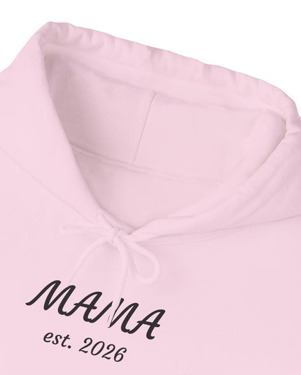 Hoodie with Custom Text – “MAMA est. 2026” New Mom Sweatshirt