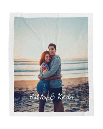 Personalized Photo Plush Blanket — Custom Names (e.g., Ashley & Kevin)