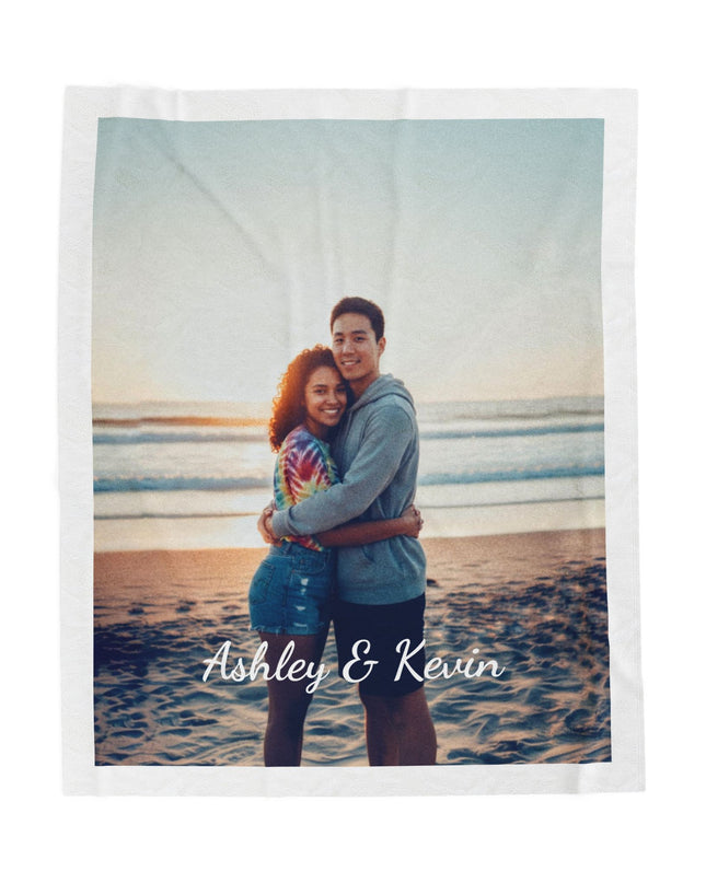 Personalized Photo Plush Blanket — Custom Names (e.g., Ashley & Kevin)