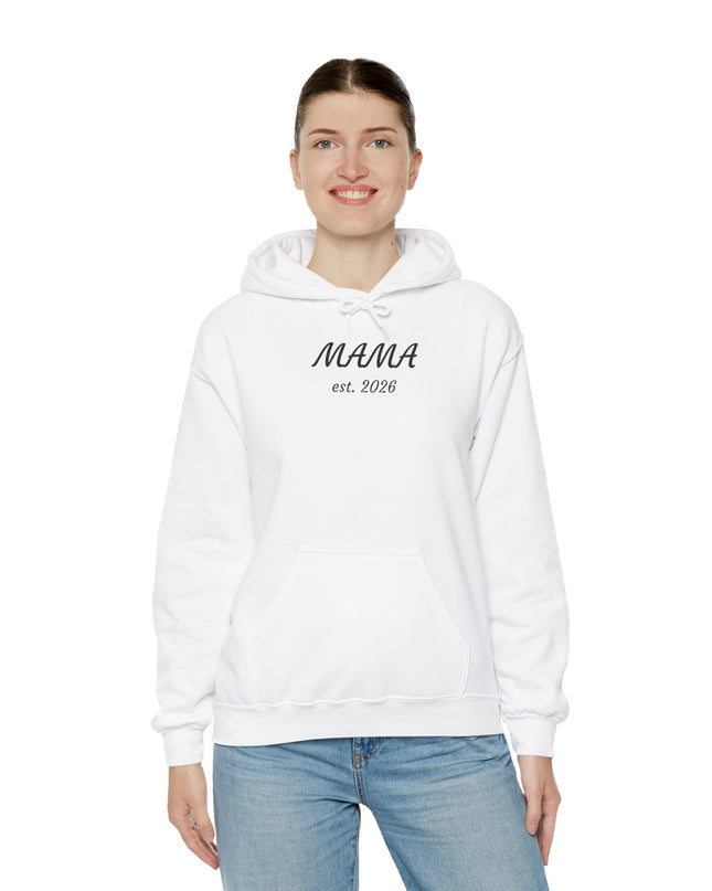 Hoodie with Custom Text – “MAMA est. 2026” New Mom Sweatshirt