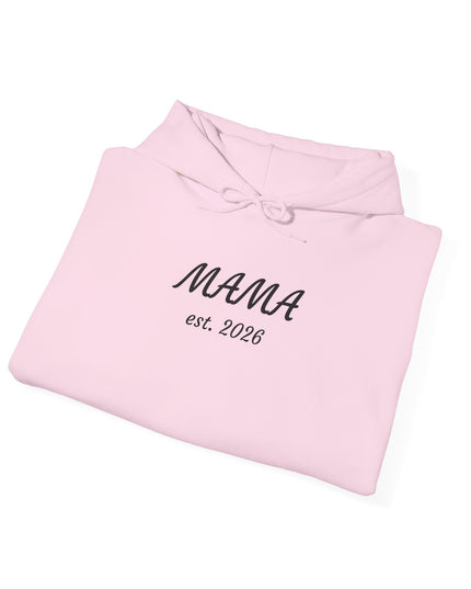Hoodie with Custom Text – “MAMA est. 2026” New Mom Sweatshirt
