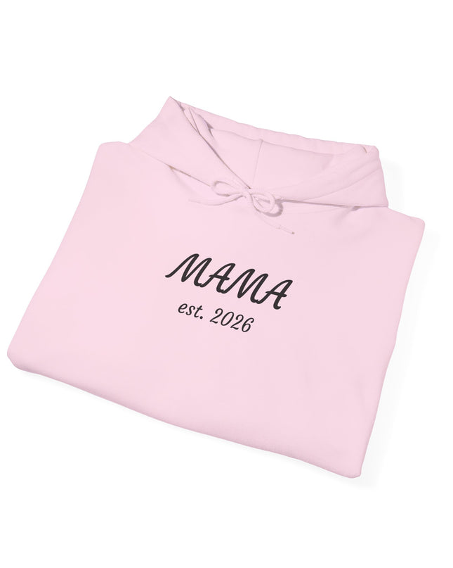 Hoodie with Custom Text – “MAMA est. 2026” New Mom Sweatshirt