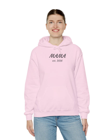 Hoodie with Custom Text – “MAMA est. 2026” New Mom Sweatshirt