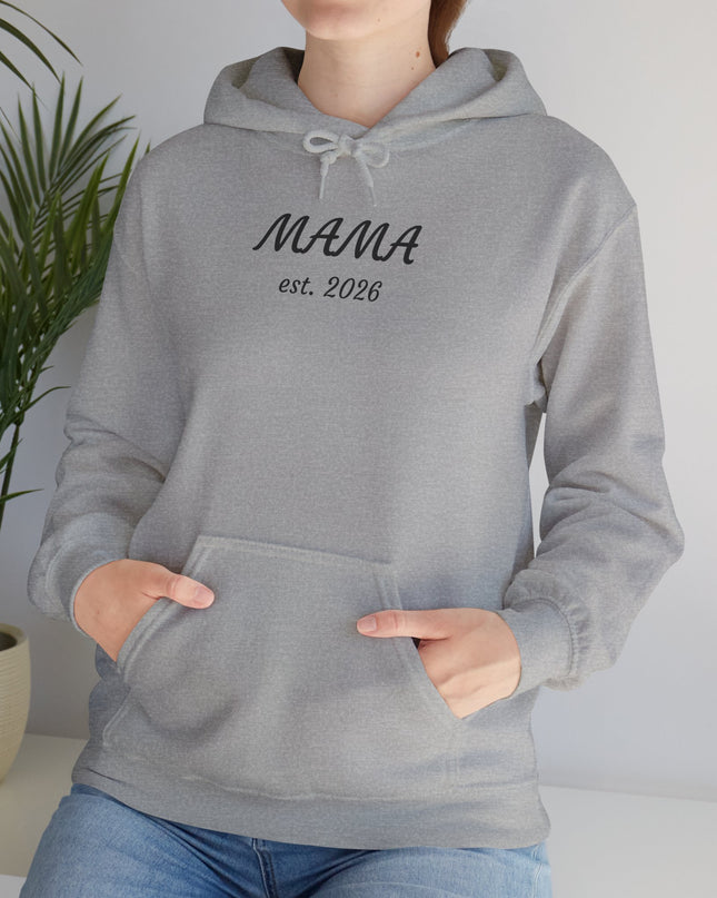 Hoodie with Custom Text – “MAMA est. 2026” New Mom Sweatshirt