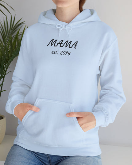 Hoodie with Custom Text – “MAMA est. 2026” New Mom Sweatshirt
