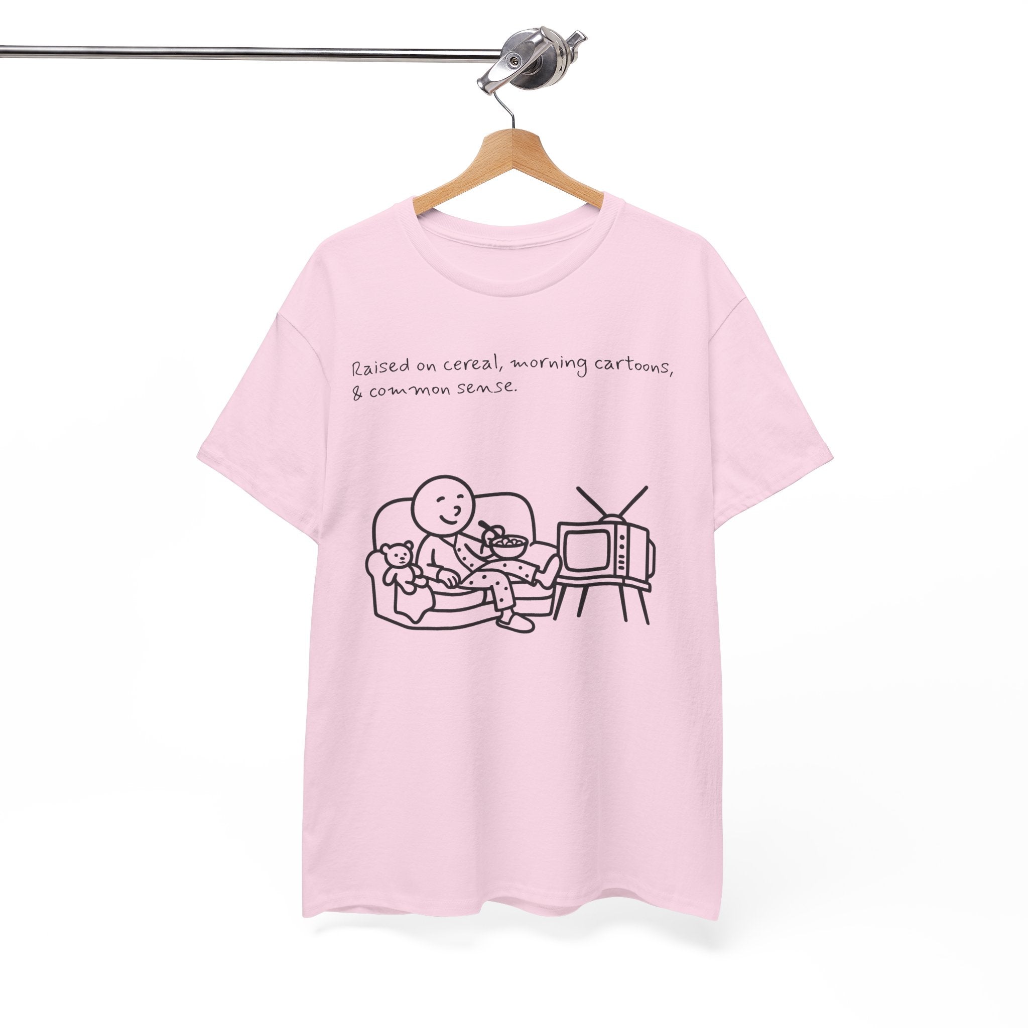 Raised on Cereal, Morning Cartoons & Common Sense Funny Graphic Tee