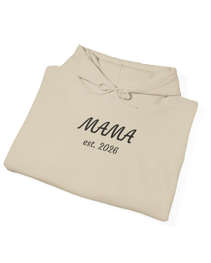 Hoodie with Custom Text – “MAMA est. 2026” New Mom Sweatshirt