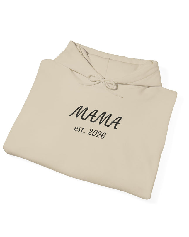 Hoodie with Custom Text – “MAMA est. 2026” New Mom Sweatshirt