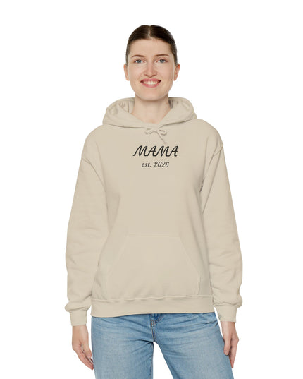 Hoodie with Custom Text – “MAMA est. 2026” New Mom Sweatshirt